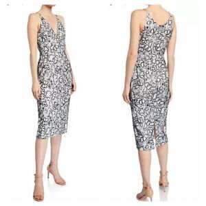 Dress the Population Lyla plunging sleeveless fitted midi dress size small